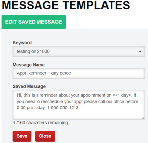 dynamic date sms message