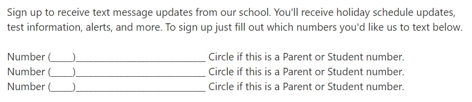 school opt in form example for text messaging 