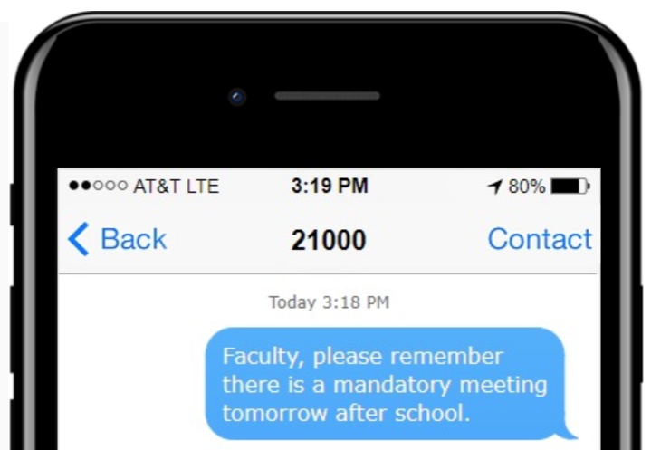example text message for faculty and staff