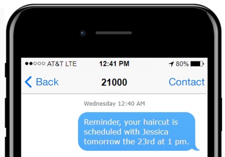 Text appointment reminder for salons