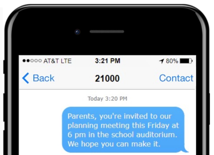 text messaging for schools message example